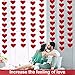 100 Hanging Hearts Garland for Valentines Day Decorations Red Heart Felt Garland Home Birthday Wedding Anniversary Party Supplies, Graduation Events Accessories, Set of 4