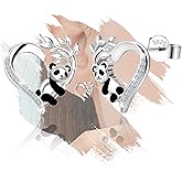 Sterling Silver Panda Stud Earrings - Cute Animal Love Heart Earrings for Teens Women for Sensitive Ears Hypoallergenic Lightweight Cubic Zirconia Jewelry Gifts for Panda Lover