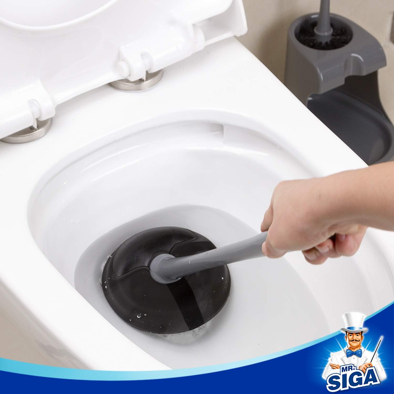 MR.SIGA Toilet Plunger and Bowl Brush Combo for Bathroom Cleaning, Gray, 1 Set: Home & Kitchen