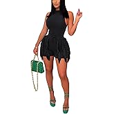 PRIVIMIX Women 2 Piece Outfits Fringe Tassel Short Pants Set Sleeveless Top Sweatsuit High Waisted Clubwears