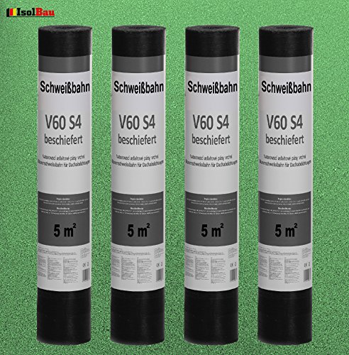 Isolbau Schweißbahn V60 S4 beschiefert - Bitumenbahn mit Glasvlies-Einlage zur Dachabdichtung - Grün, 4 x 5 m² Rolle – Bild 4