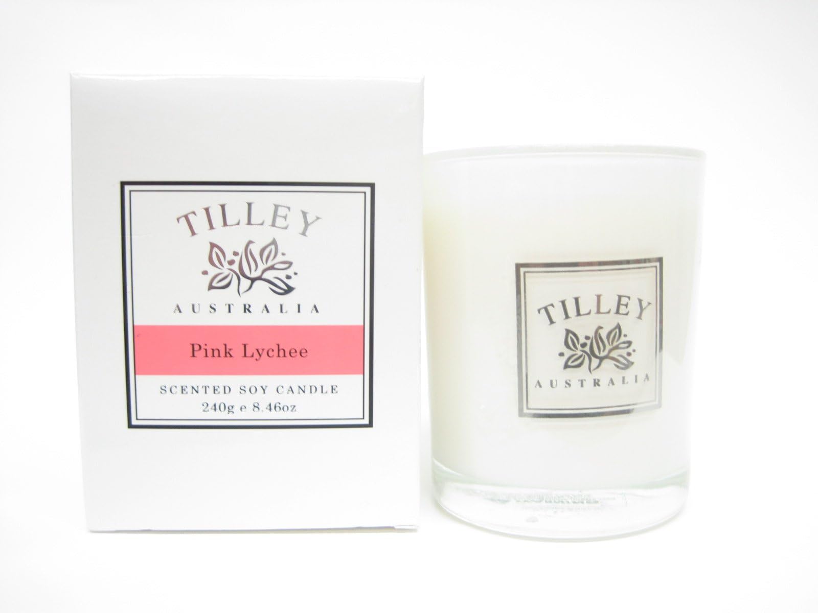 Tilley Australia Boxed Scented Candle Pink Lychee 8.46 oz Soy Wax Candle