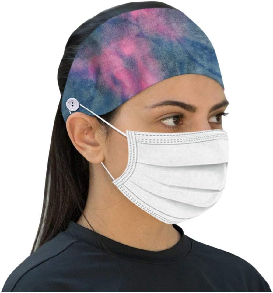 Headbands With Buttons for Nurses Doctors Women, Button Headband