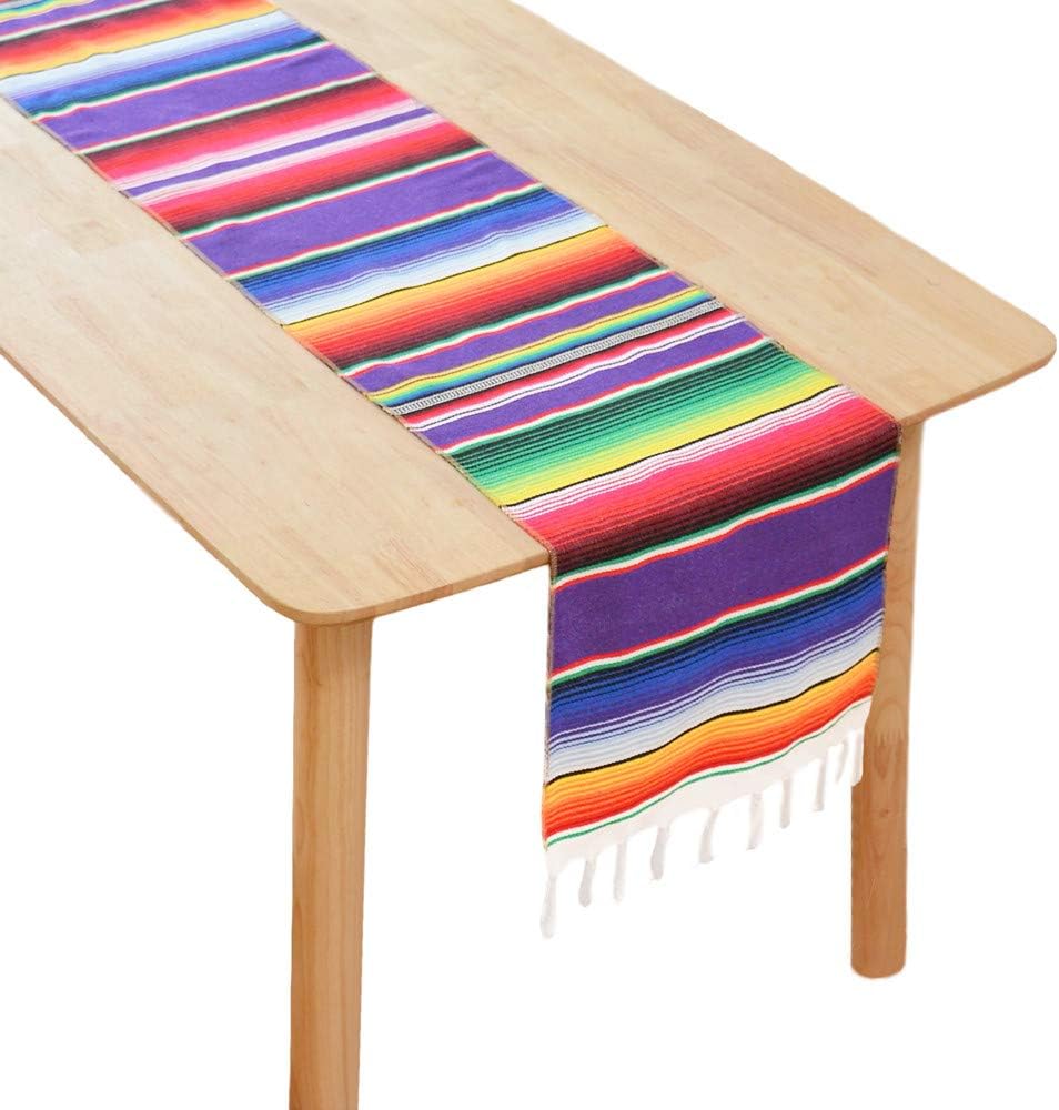 BOXAN Mexican Serape Table Runner, Handwoven Cotton Serape