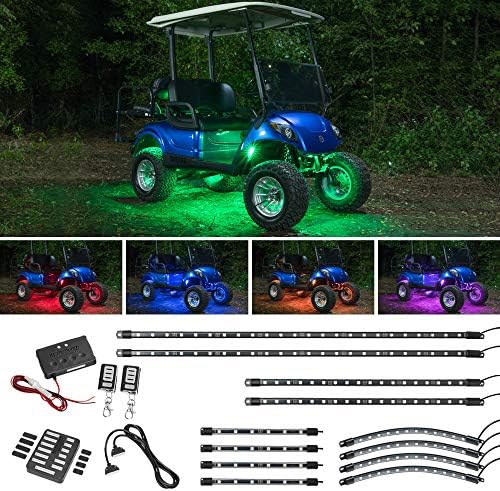 LEDGlow 12pc Million Color LED Golf Cart Underglow Accent Neon Lighting Kit with Wheel Well & Interior Lights for EZGO Yamaha Club Car – Fits Electric & Gas Golf Carts – Water Resistant