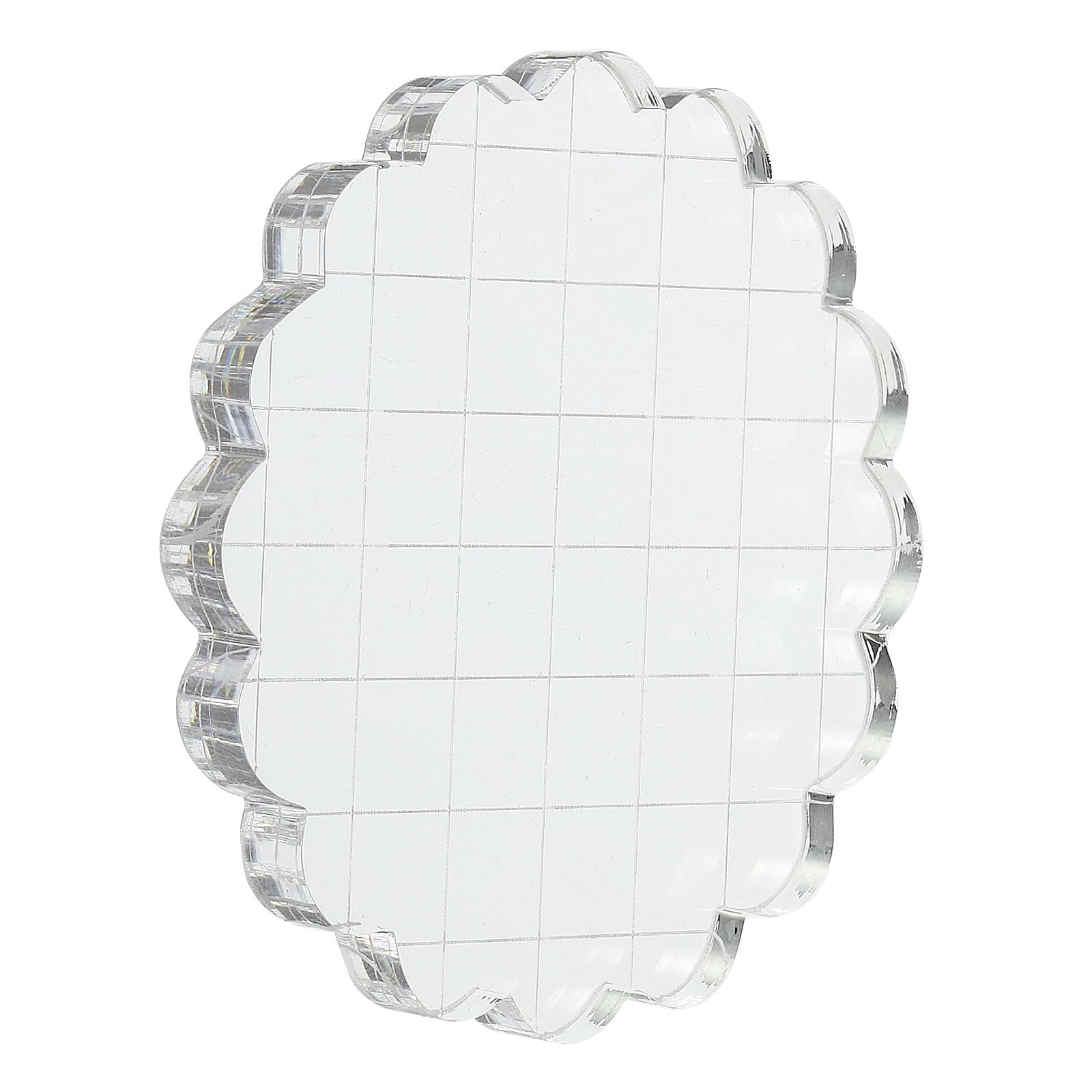 PATIKIL 3" Acrylic Stamp Block, Clear Stamping Block with Grid Lines Decorative Mounting Blocks Round for Scrapbooking DIY Crafts Card Making