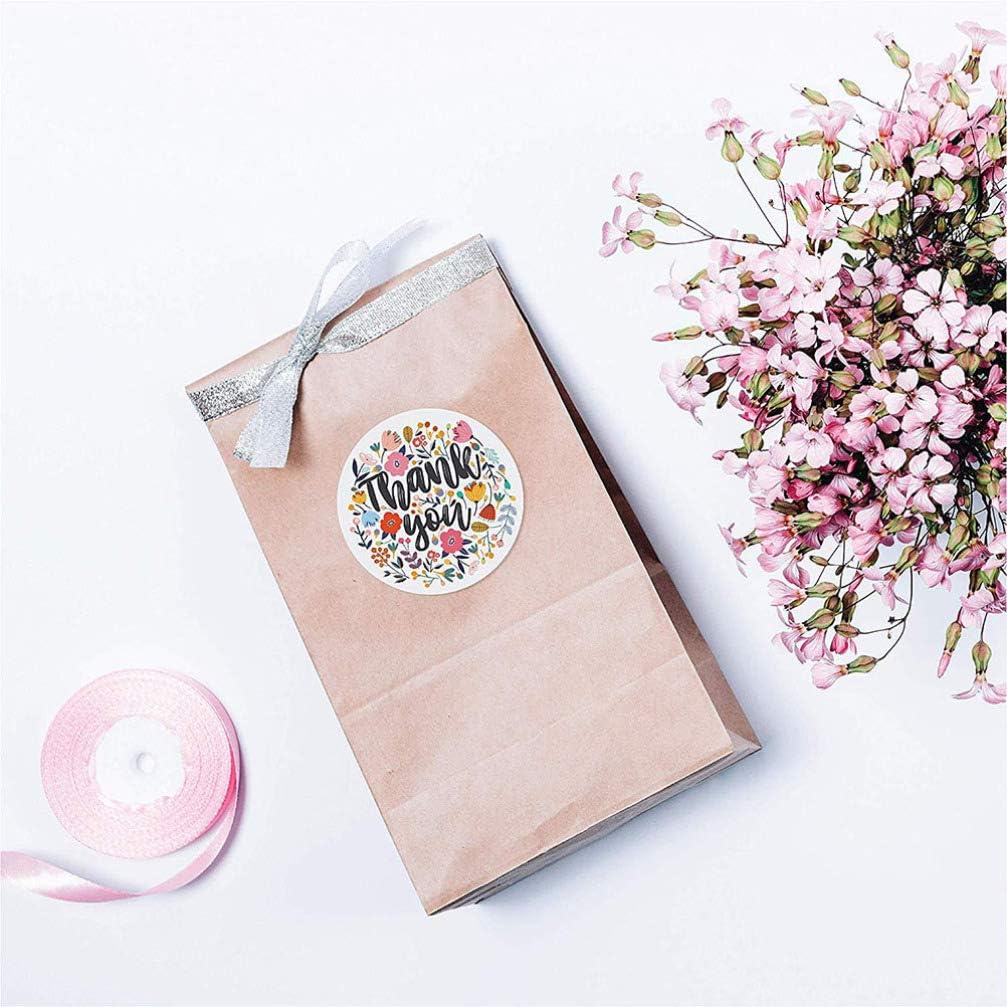 1 Roll Thank You Sticker Paper Self-Adhesive Sealing Label Wrapping Flower Decals DIY Bag Tag for Mothers Day Business Birthday Wedding Party - Image 4
