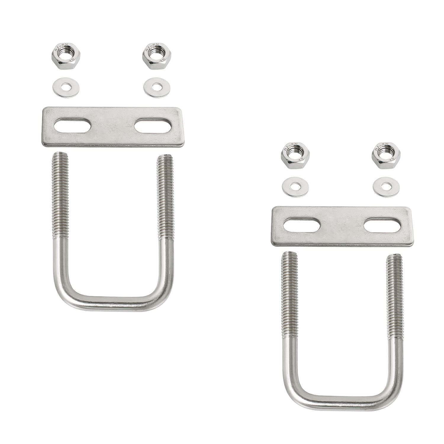 Aopin Square U-Bolt 1.18"(30mm) Inner Width U Bolts Brackets 304 Stainless Steel M6 with Nut, Plate, Washer for Car/RV/Trailer Bumper,2 Sets