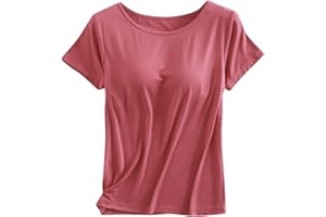 SERYU Modal T Shirt with Cup Chest Pads for Women Crew Neck Long Sleeve Solid Color Tops Basic Comfy Blouse Shirts
