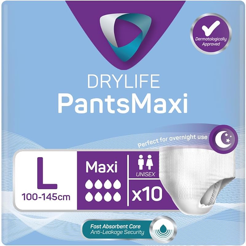 Drylife Pants Maxi Disposable Pull-Up Unisex Incontinence Large 1 Pack