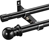 Harrms Harms Double Curtain Pole Black Extendable 76-222 cm Eyelet Rod view 1