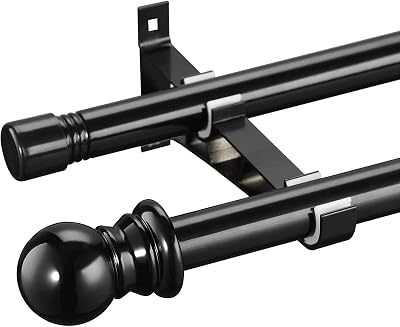 Harrms Harms Double Curtain Pole Black Extendable 76-222 cm Eyelet Rod