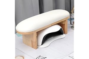 ANGNYA Arm Rest for Nails Professional Microfiber Leather Nail Arm Rest Cushion with Soft High-Density Sponge Solid Wood Table Non-Slip Manicure Hand Rest Stand Nail Supplies for Nail Techs (White)