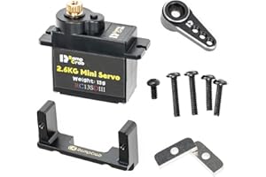 RampCrab RC Steering Servo with Mount Bracket and Servo Horn for FMS FCX24, RC Car Parts, Upgrade Parts for RC Crawler 1/24 Scale FCX24 Power Wagon Butcher & Max Smasher Big Foot, K5 (Black)