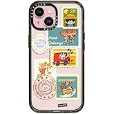 CASETiFY Impact Case for iPhone 15 [Slim / 8.2 ft. 4X Military Grade Drop Protection/Wireless Charging Compatible] - Postage Party - Clear Black