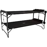 Disc-O-Bed 2XL Portable Bunk Camping Cots with Carry Bags for Two, Black | Holds 600 lb per Cot / 1200 lb Stacked, Converts to Bench or 2 Beds, Steel Frame, 85 x 39.5 Inch Deck
