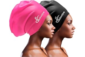 GELTVILRA Extra Large Swim Cap for Braids and Dreadlocks Women Men Silicone Swimming Cap for Long Thick Curly Weaves Afro Hair Extensions
