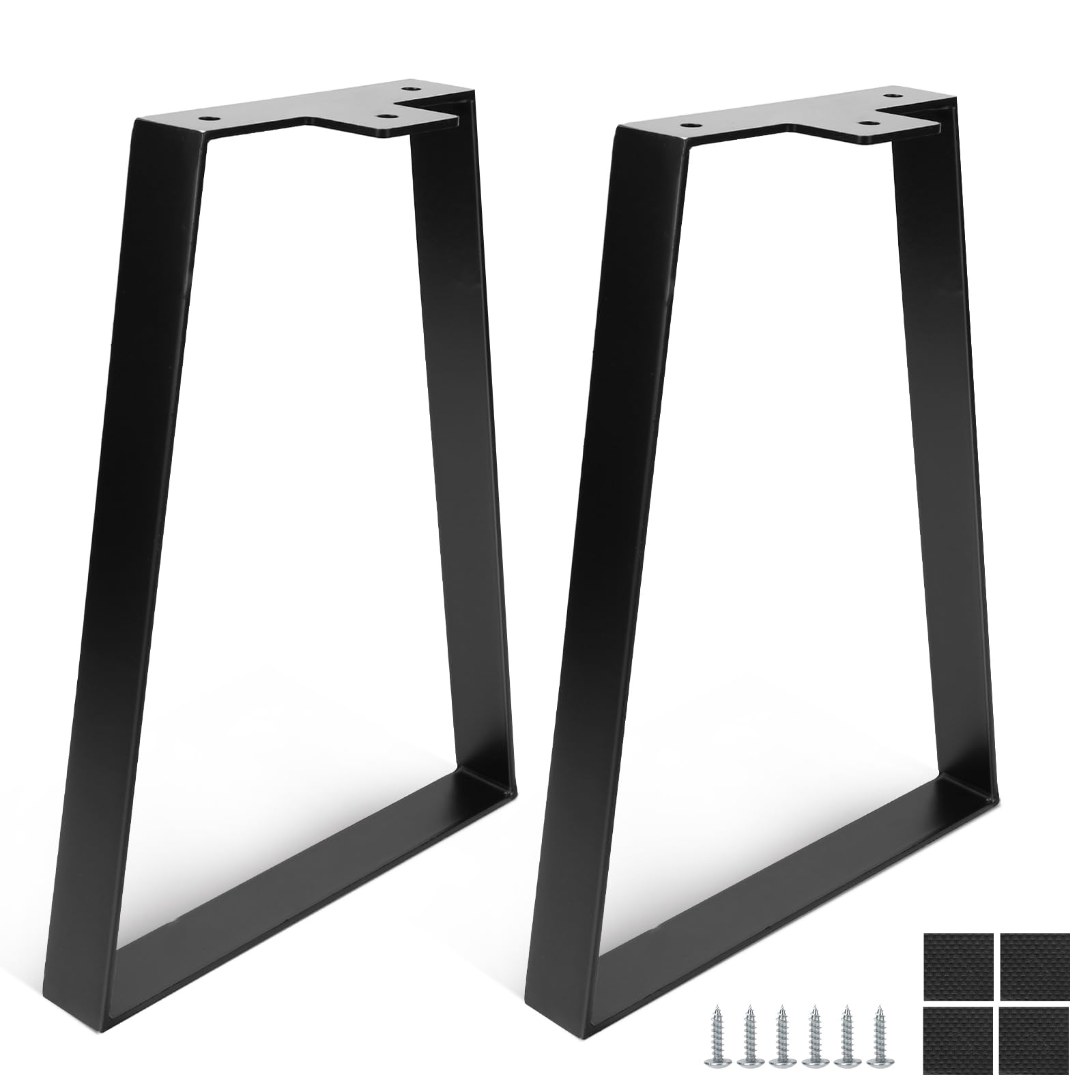 DBREAKS 35 cm Trapezoidal Table Legs, Black Trapezoid Table Leg, Metal Furniture Feet, Table Frame Table Runners with Screws, Furniture Runners for DIY Coffee Table, Bedside Table, Bench