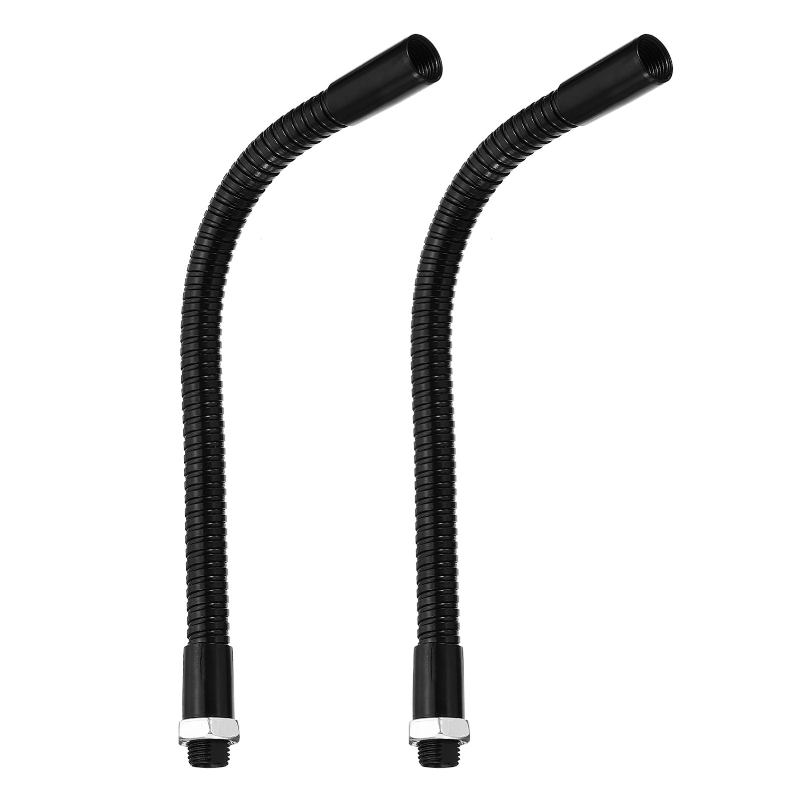 PATIKIL 7.9" Universal Gooseneck Hose, 2 Pcs M10 Fine Thread Bendable Metal Hose Flexible Arm Soft Tube Extension for Lamp, DIY Equipment, Black