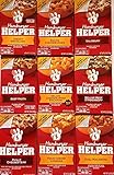 Hamburger Helper Variety Pack of 9 - Cheesy Enchilada,Salisbury,Philly Cheesesteak,Four Cheese Lasagna,Chili Macaroni,Bacon Cheeseburger,Deluxe Beef Stroganoff,Beef Pasta,Deluxe Cheeseburger Macaroni