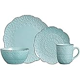 Pfaltzgraff Remembrance Teal 16 Piece Dinnerware Set, Service for 4, Green, Teal