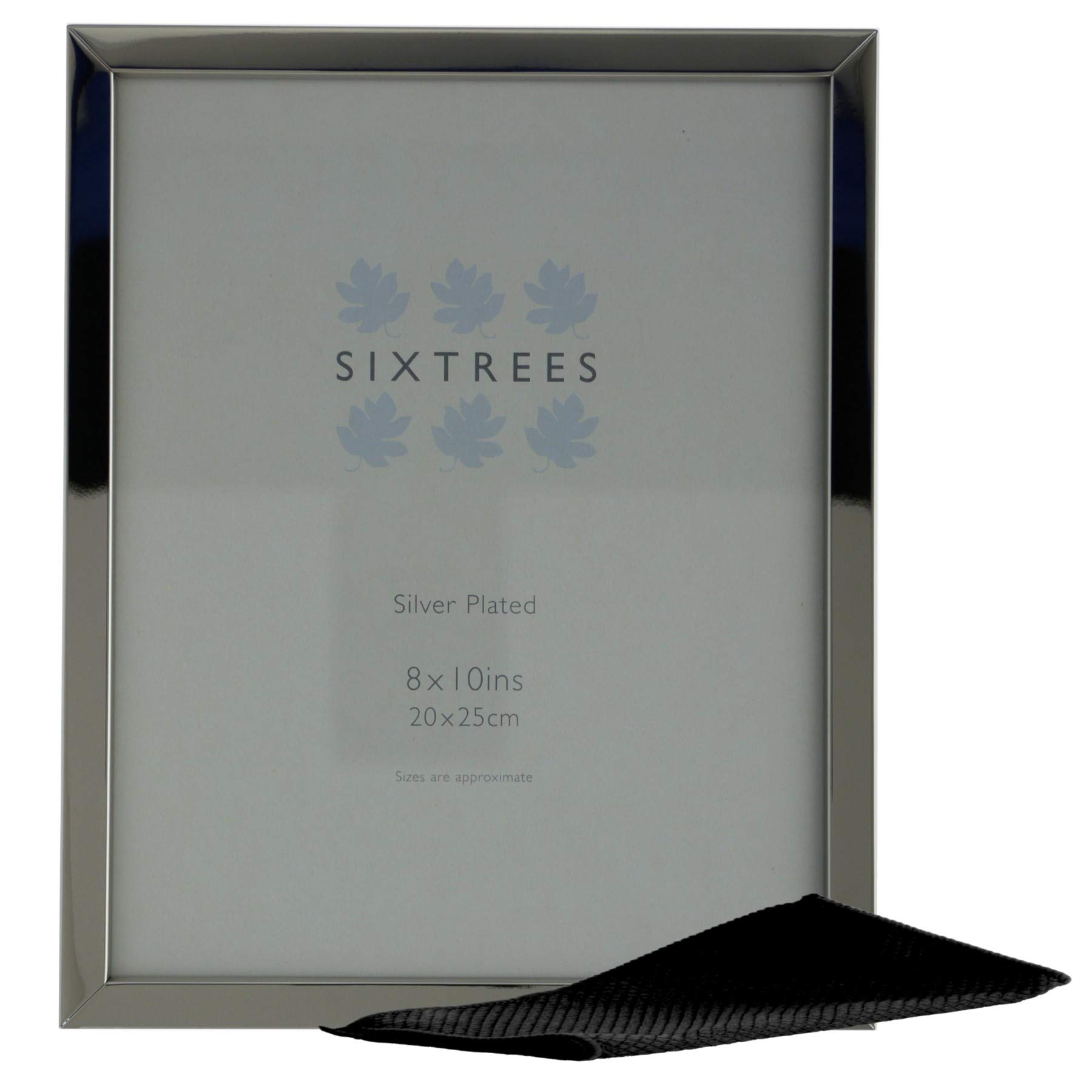 Sixtrees Elite 2-120-80 Silver plated wide profile 10 x 8 inch photo frame. Complete with microfibre polishing cloth.