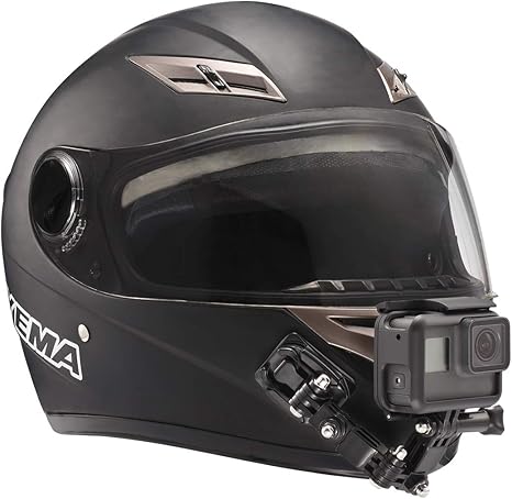 Motorcycle Helmet Chin Mount Kit For GoPro & Action Cameras - Swivel Arm With Safety Strap & Stickers