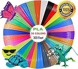 3D Pen Filament Refills 1.75mm PLA - 30 Vibrant Colors (300 Total Feet, 10 Feet Per Color) 5 Glow in the Dark Colors and more! for Dikale MYNT3D DigiHero Canbor Tecboss Soyan TIPEYE 3D Printing Pen