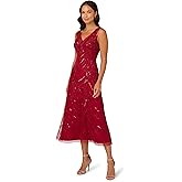 Adrianna Papell Womens Beaded Mesh Dress