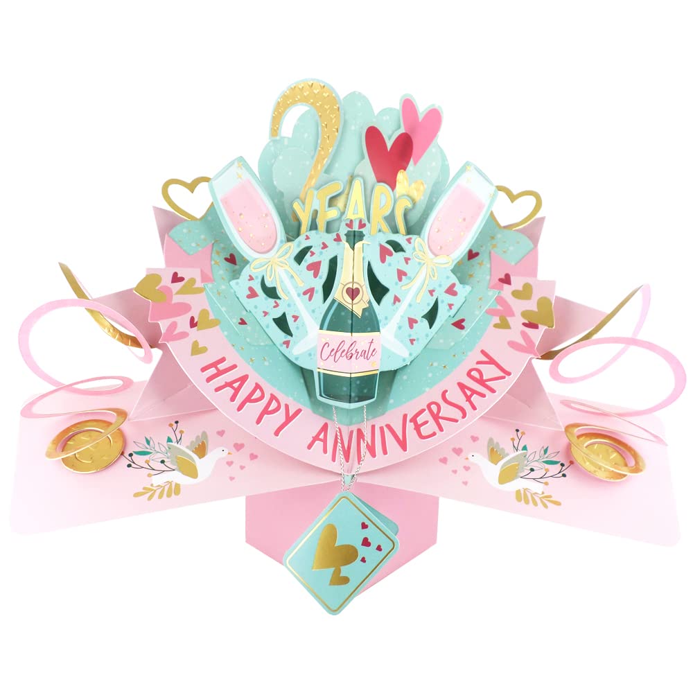 2 Years Happy 2nd Anniversary Pop-Up Greeting Card Love Kate's 3D Pop Up Cards POP216MC2