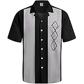 Hardaddy Men's Camp Collar Retro Vintage Bowling Button Down Shirt with Pocket Casual Short Sleeve Beach Shirts Summer