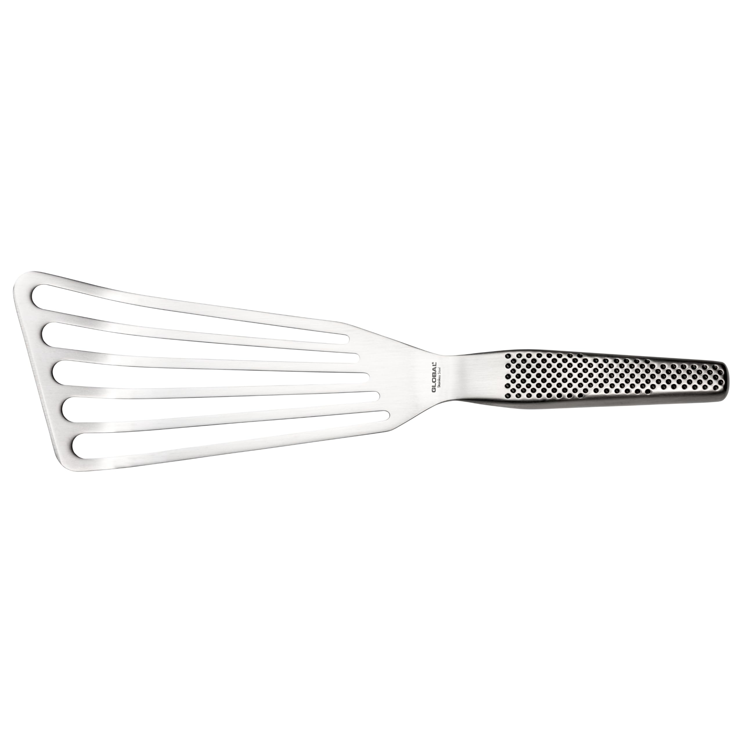 Global Flexible Slotted Fanned Spatula 17cm, Stainless Steel Kitchen Spatula for Flipping, Lifting & Draining Food