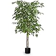 Maia Shop 5ft Artificial Ficus Tree, Fake Plants for Home Decor, Natural Wood Trunk