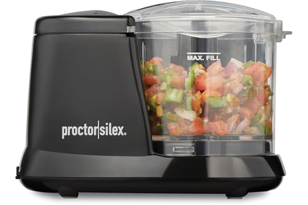 Proctor Silex Durable Electric Vegetable Chopper & Mini Food Processor for Chopping, Puree & Emulsify, 1.5 cups, Black