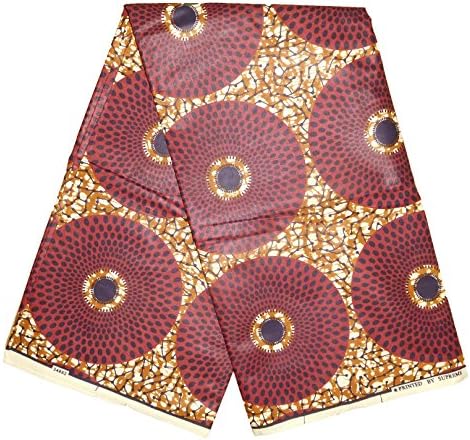 African Fabrics Super Wax Print Material 6 Yards - Premium Quality (Yellow/Brown-CDS)
