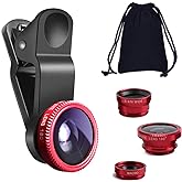 KINGMAS 3 in 1 Universal Fish Eye Lens, Macro Clip Lens Wide-Angle Camera Lens Kit for iPad iPhone Samsung Android and Most S