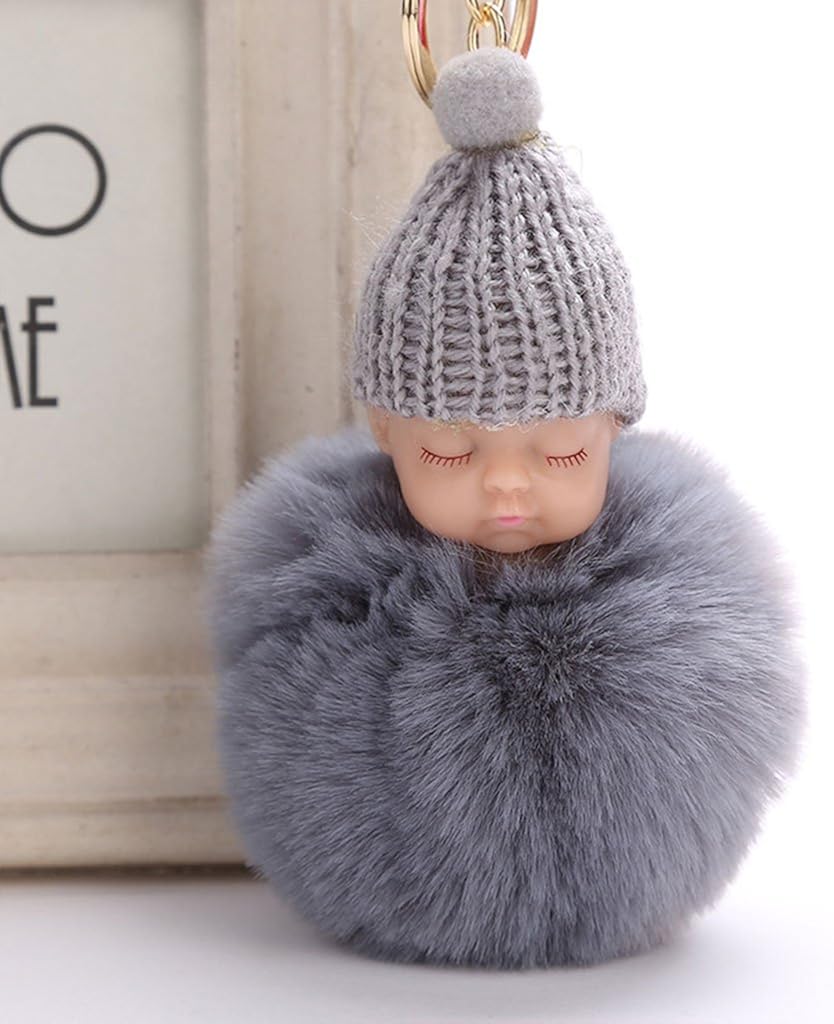 Cuigu Dormir Bebe Poupee Porte Cles Porte Cles Clip Pour Sac A Dos Sac A Main Sac A Main Sacs Accessoires Pompon Faux Lapin Fourrure Sacs Pendentif Mignon Cadeaux Femme Bagages Zwembaddebeemd Nl