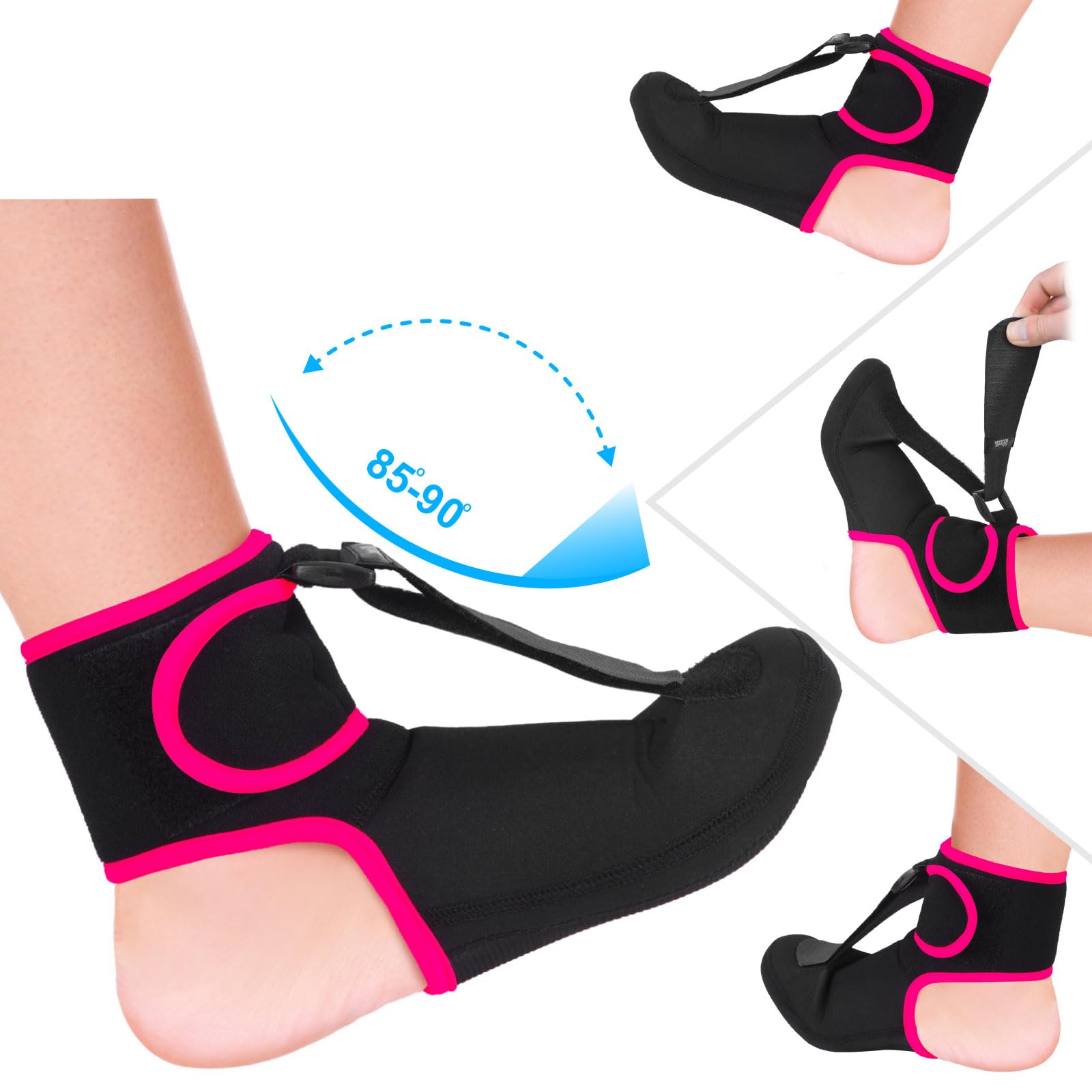 Photo 1 of Wixen Plantar Fasciitis Night Splint Quick Relief Plantar Fasciitis Braces for Men Women, Adjustable Night Splint For Plantar Fasciitis Women Men, Achilles Tendonitis Ankle Pain Relief (Pink, Large)