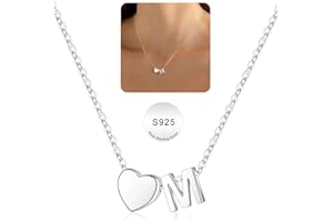 Turandoss Christmas Gifts for Grandkids, Dainty S925 Sterling Silver Heart Initial A-Z Necklace Trendy Silver Initial Jewelry Birthday Gifts for Girls Teen Girls