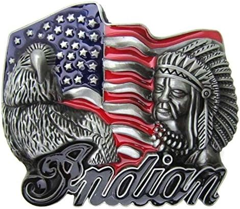 Indian Warrior & Usa Flag Belt Buckle Retro Eagle Gentleman American Indian
