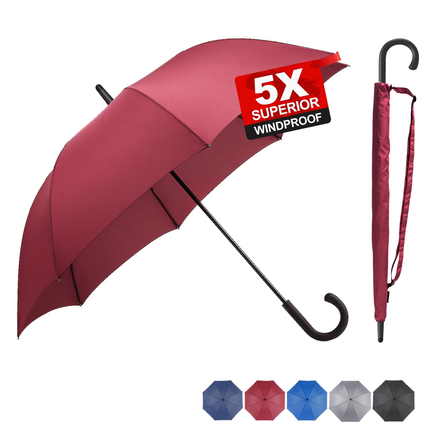 RUMBRELLA Stick Umbrella, 54 Inch Large Automatic Open for 2 Persons Stormproof for Businessmen, UPF 50+ Waterproof Durable Strong 8 Ribs Golf Brolly