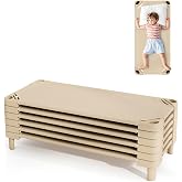 CHEFJOY Daycare Cots, 6-Pack Stackable Sleeping Cots for Preschool Kids | Children Nap Bed Cot with Easy Lift Corners for Classroom, Nursery, Ready-to-Assemble, Toddler Cots for Camping, Sand