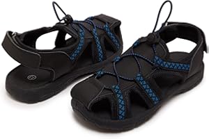 Skysole Boys Water Shoes, Rugged Closed Toe Back Strap Amphibian Sandals for Beach, Hiking & Outdoor Sports - Patterned/Solid