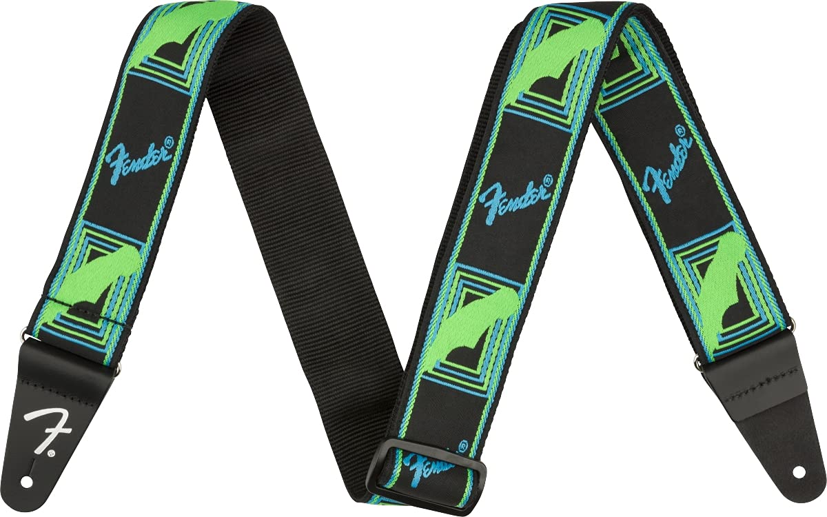 Fender® Neon Monogram Strap, Green/Blue
