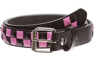 beltiscool Kids 1" Snap On Punk Rock Studded Leather Belt