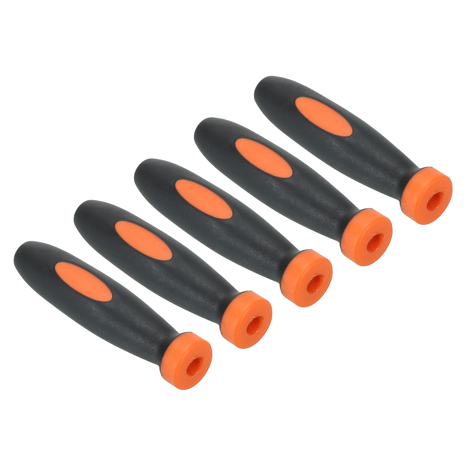 PATIKIL 2 Inch Rubber File Handle, 5 Pack File Cutting Tool File Round Handle Replacement Accessories for 0.16" Diameter Round Handle File, Orange Black