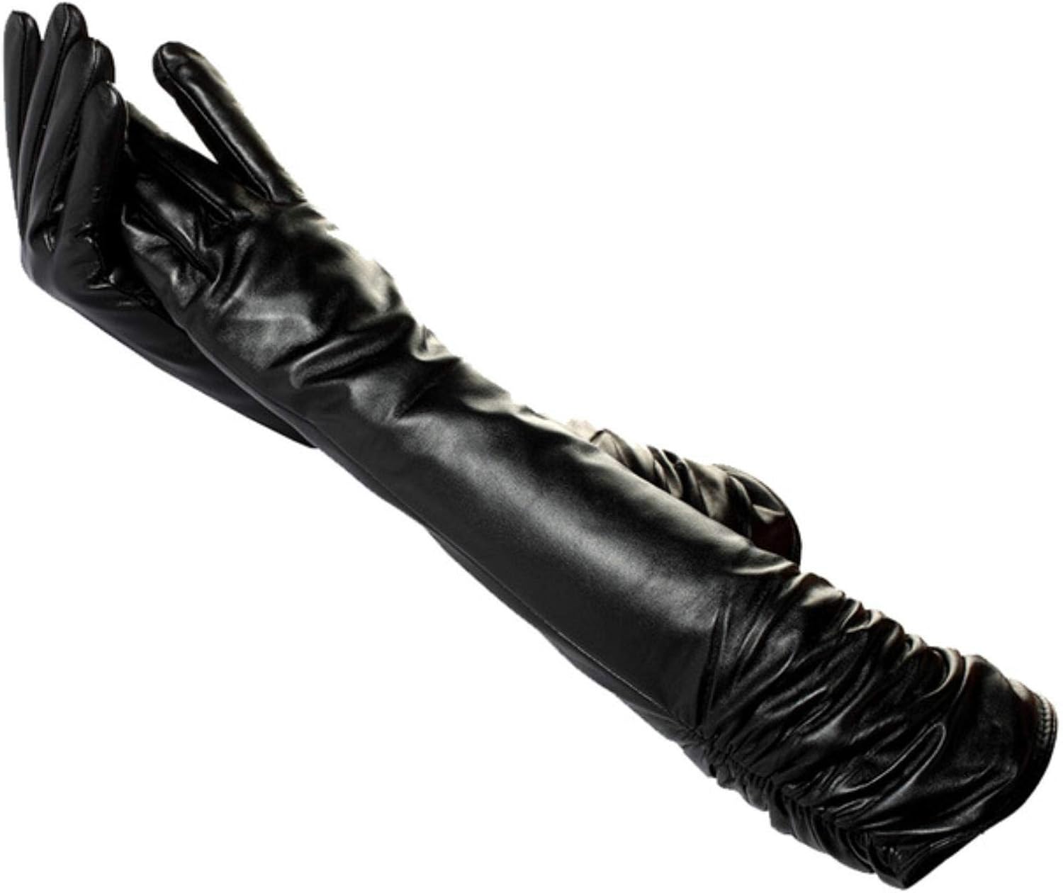 female long leather gloves,sheepskin women's long gloves,Dark gray