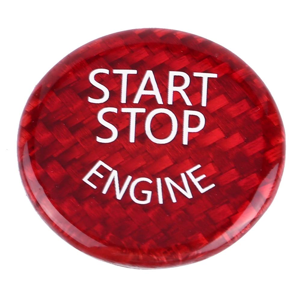 KSTE Red Carbon Fiber Car Engine Start Stop Button Switch Cover Compatible with B-M-W 1-7 Series X1 X3-X6