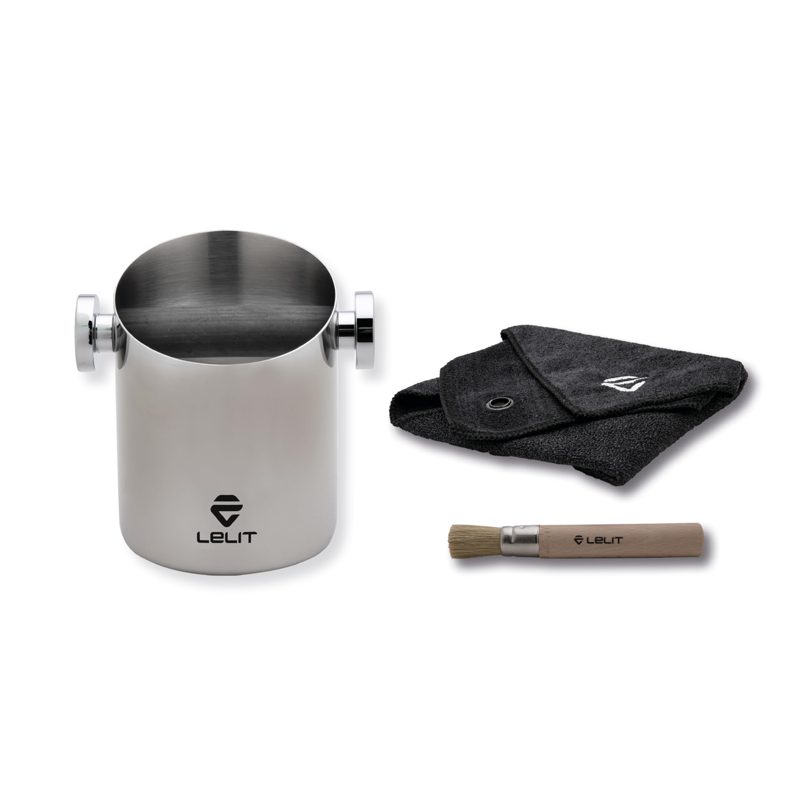 LELIT PLA360S - Cylindrical Knock Box, Microfiber Cloth and Brush