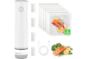 Vacuum Sealer for Food with Visible Water Tank, Chef Preserve Compact Vacuum Sealer with 30 Reusable Bags(21 * 22CM) and 4 Se